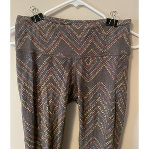 PrAnda Legging Geometric Pattern XS Muted Clrs Ruched Ankle Open Heel Athleisure